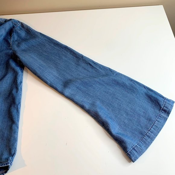 Anthro Cloth & Stone Chambray Button Back Top - M - Picture 6 of 8